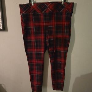 Torrid Red and Black Plaid Pixie Leggings